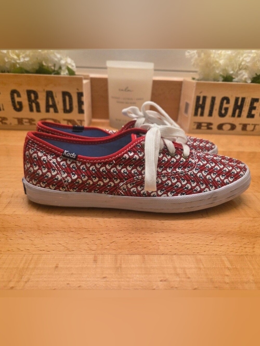 Keds Women's Taylor Swift Guitar Red Fashion Sneaker With Charm Size 6
